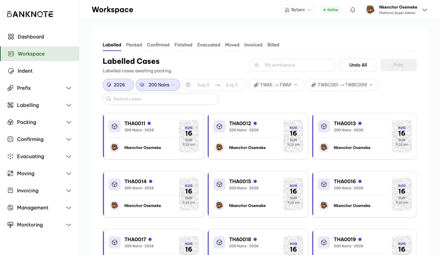 The workspace listing cases waiting for action